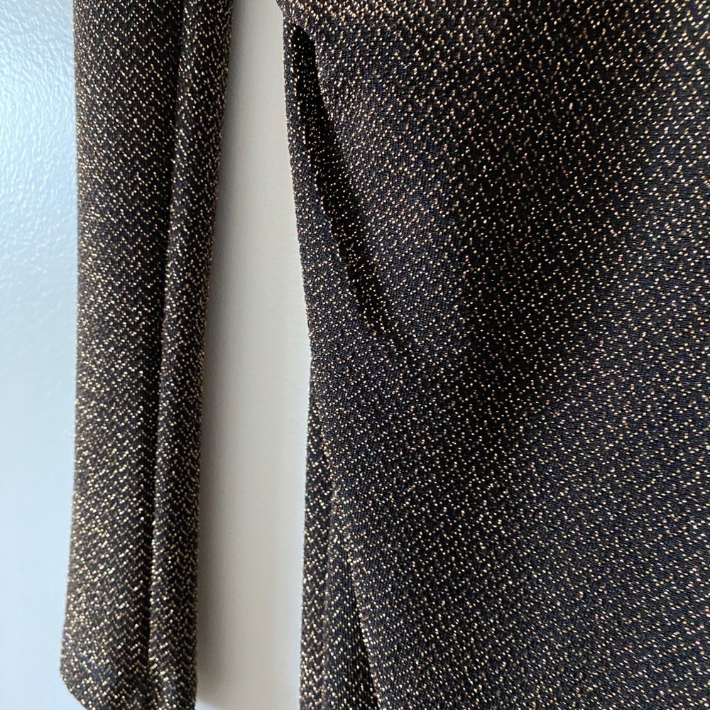 Long sleeve gold and black formal cocktail dress
